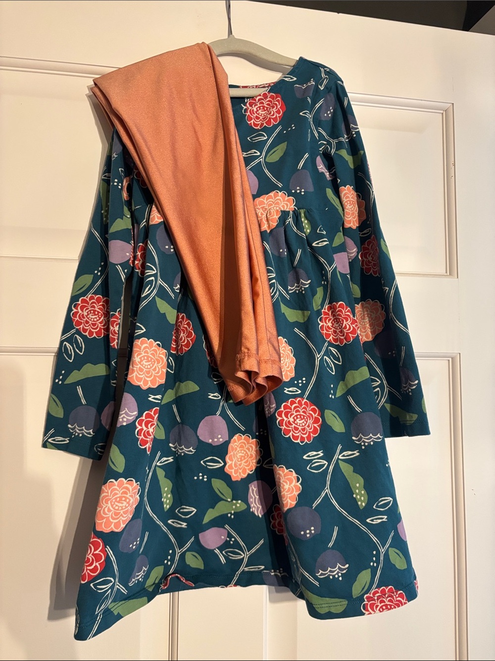 Floral Teal Tea Dress with Shimmer Leggings